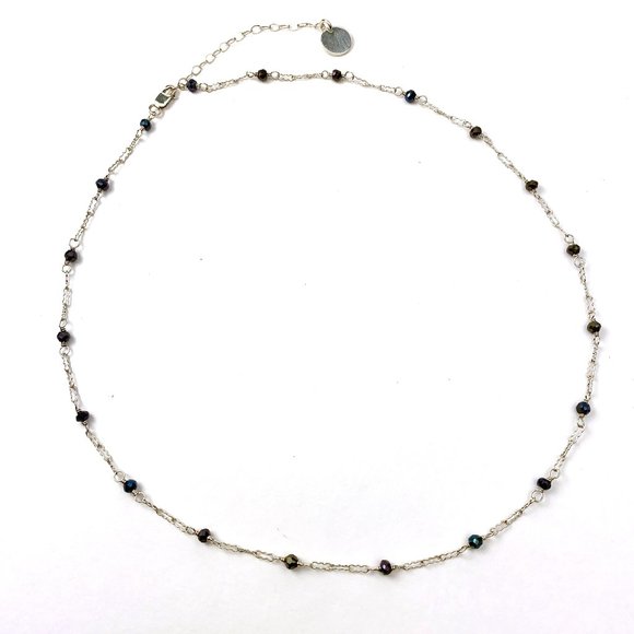 Delicate Sterling 925 Chain and Gemstone Necklace, 16-18" Adjustable NWT - Picture 3 of 7